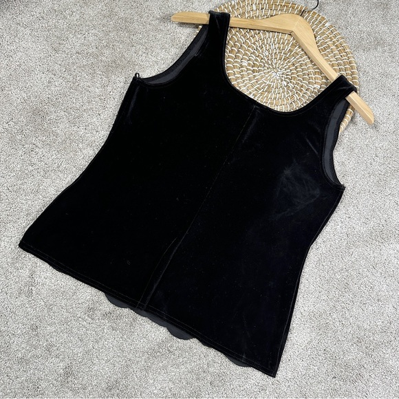 Metaphor Black Purple Sparkly Beaded Sequin Pattern Tank Top Velvet Whimsigoth L - Picture 5 of 11